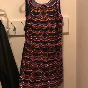 Bejeweled mini shift dress